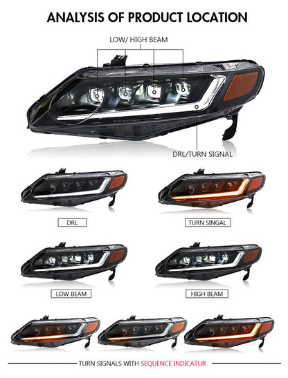 Honda Civic Sedan 2006-2011 Headlights - ClutchBlaze