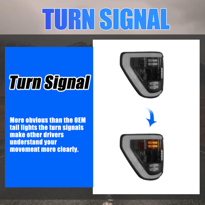 Ford F-150 2021-2025 Smoked Tail Lights - ClutchBlaze