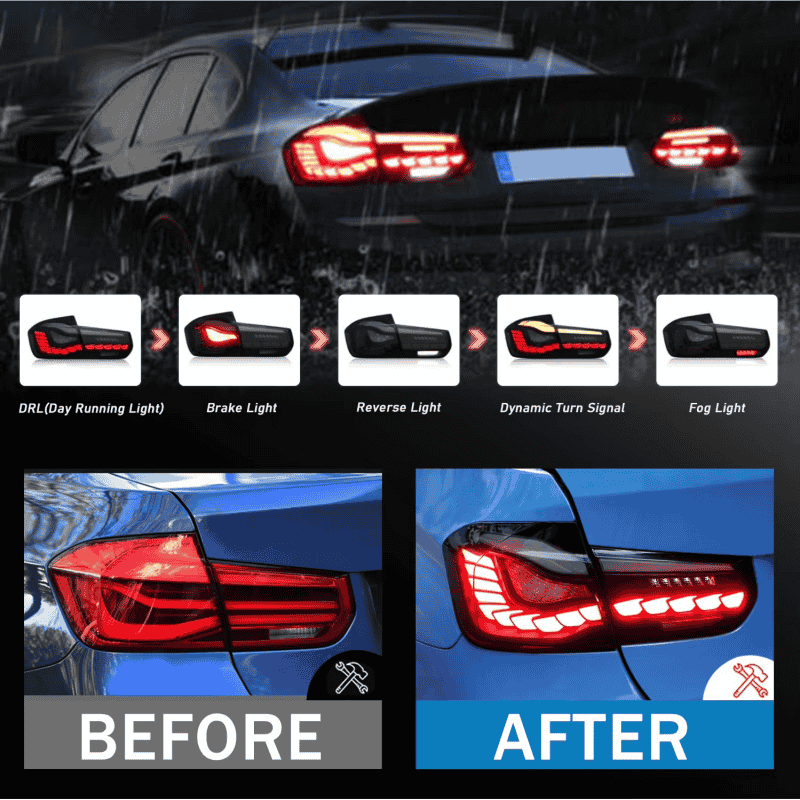 BMW 3 Series 2012-2018 Dragon Scales Tail Lights - ClutchBlaze