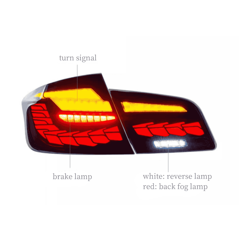 BMW 5 Series 2011-2016 Double Dragon Scales Tail Lights - ClutchBlaze