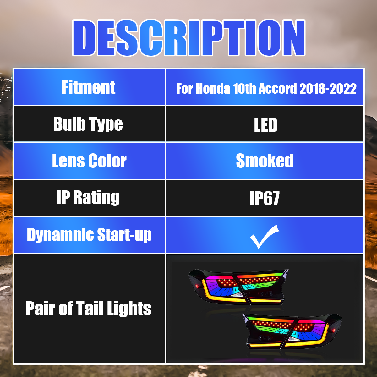 Honda Accord 2018-2022 Starry Sky Tail Lights - ClutchBlaze