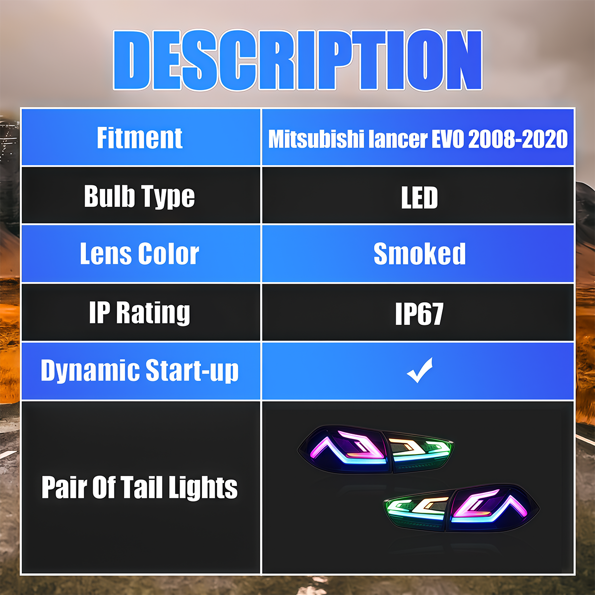 Mitsubishi Lancer/EVO 2008-2020 Tail Lights - ClutchBlaze
