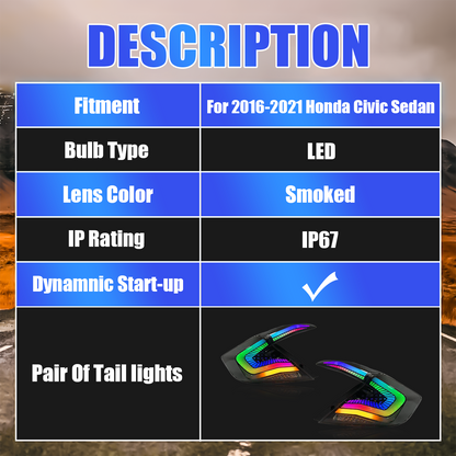 Honda Civic Sedan 2016-2021 Starry Sky Tail Lights - ClutchBlaze