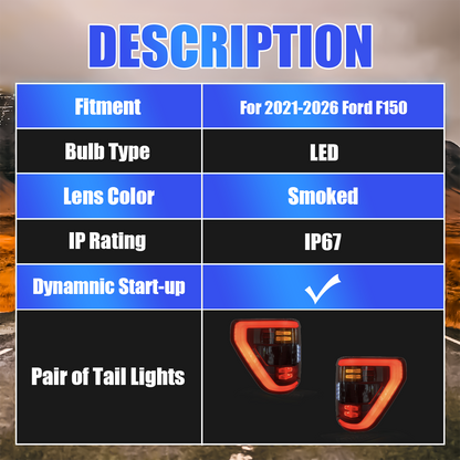 Ford F-150 2021-2025 Smoked Tail Lights - ClutchBlaze
