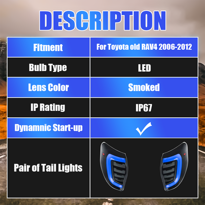 Toyota RAV4 2005-2012 Smoked Tail Lights - ClutchBlaze