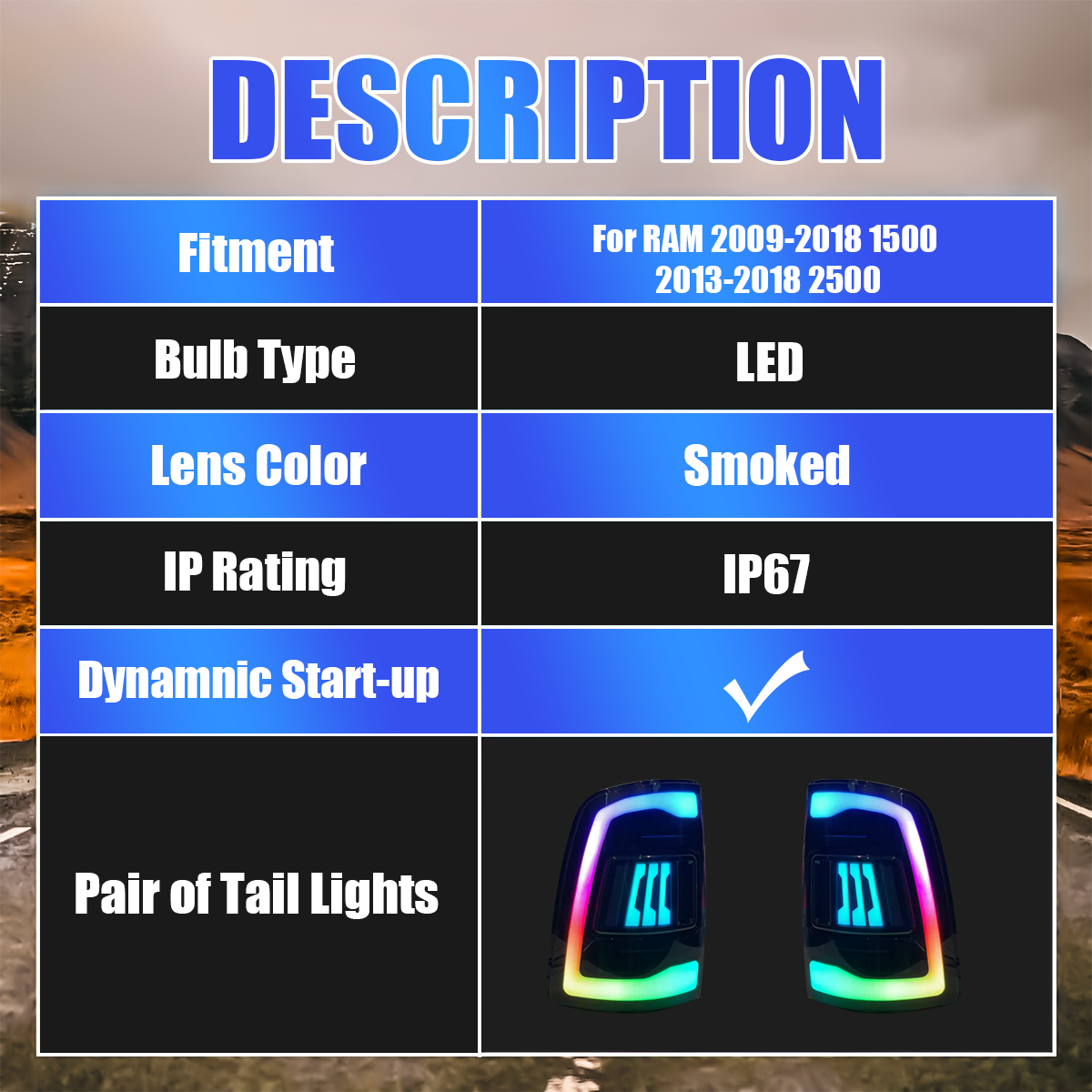 Ram 1500/2500/3500 2009-2018 Tail Lights - ClutchBlaze