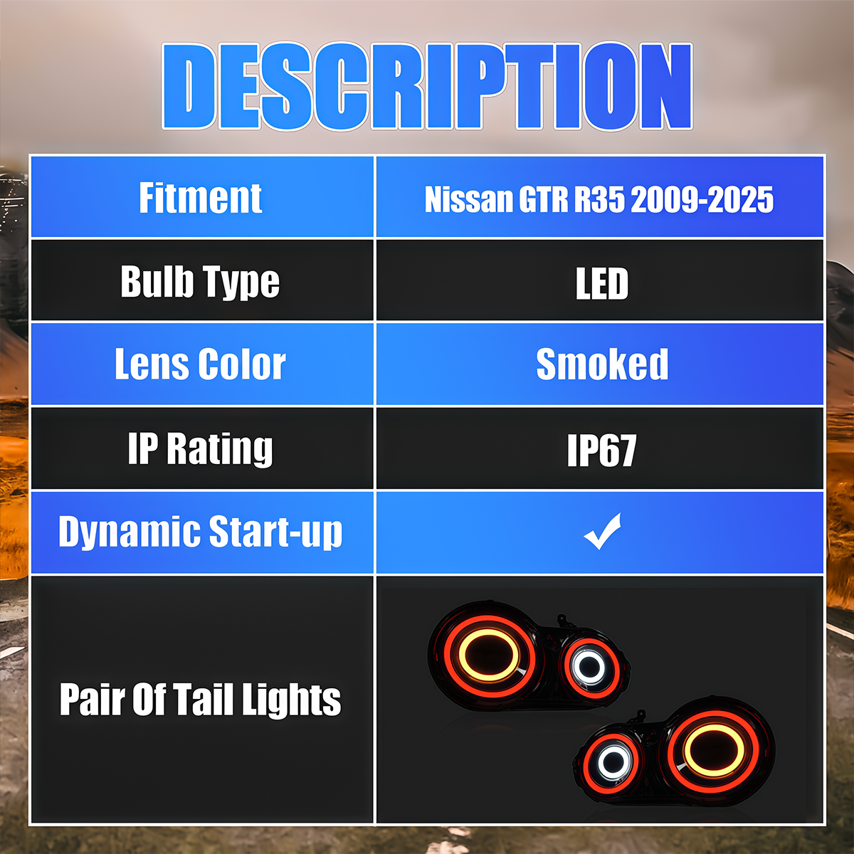 Nissan GT-R R35 2009-2025 Tail Lights - ClutchBlaze