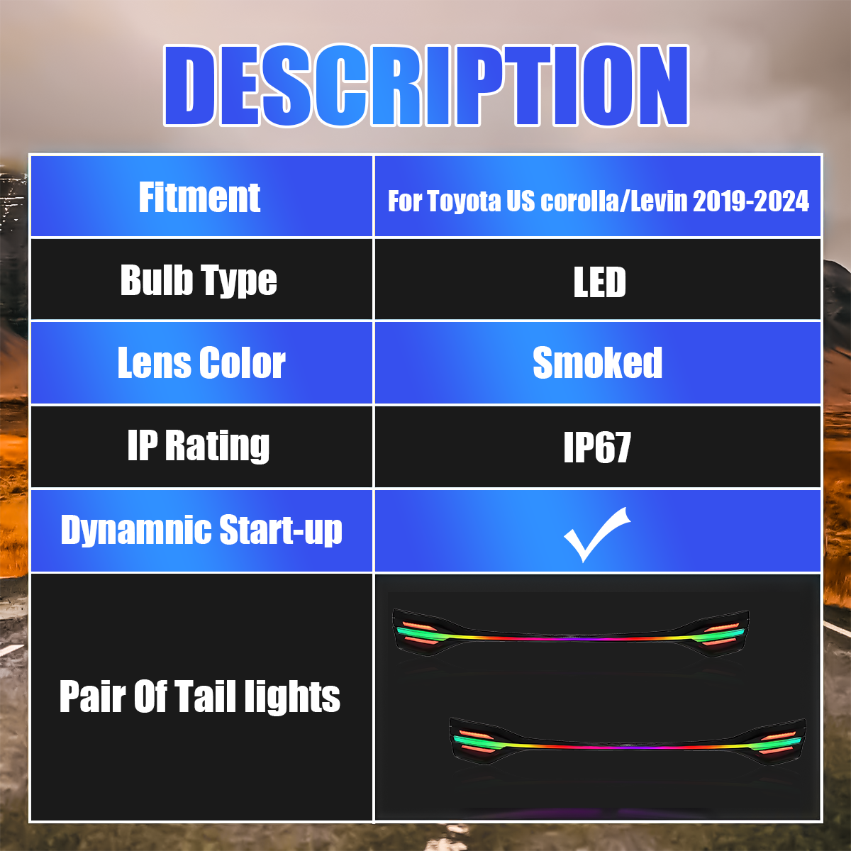 Toyota Corolla 2019-2024 Tail Lights - ClutchBlaze