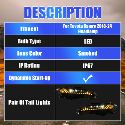 Toyota Camry 2018-2024 Headlights - ClutchBlaze