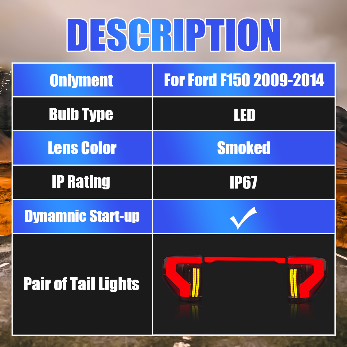 Ford F-150 2009-2014 Tail Lights With Tailgate Lights - ClutchBlaze
