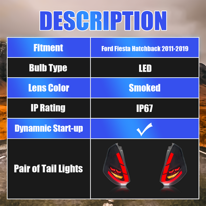 Ford Fiesta Hatchback 2011-2019 Tail Lights - ClutchBlaze