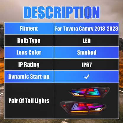 Toyota Camry 2018-2024 Tail Lights - ClutchBlaze