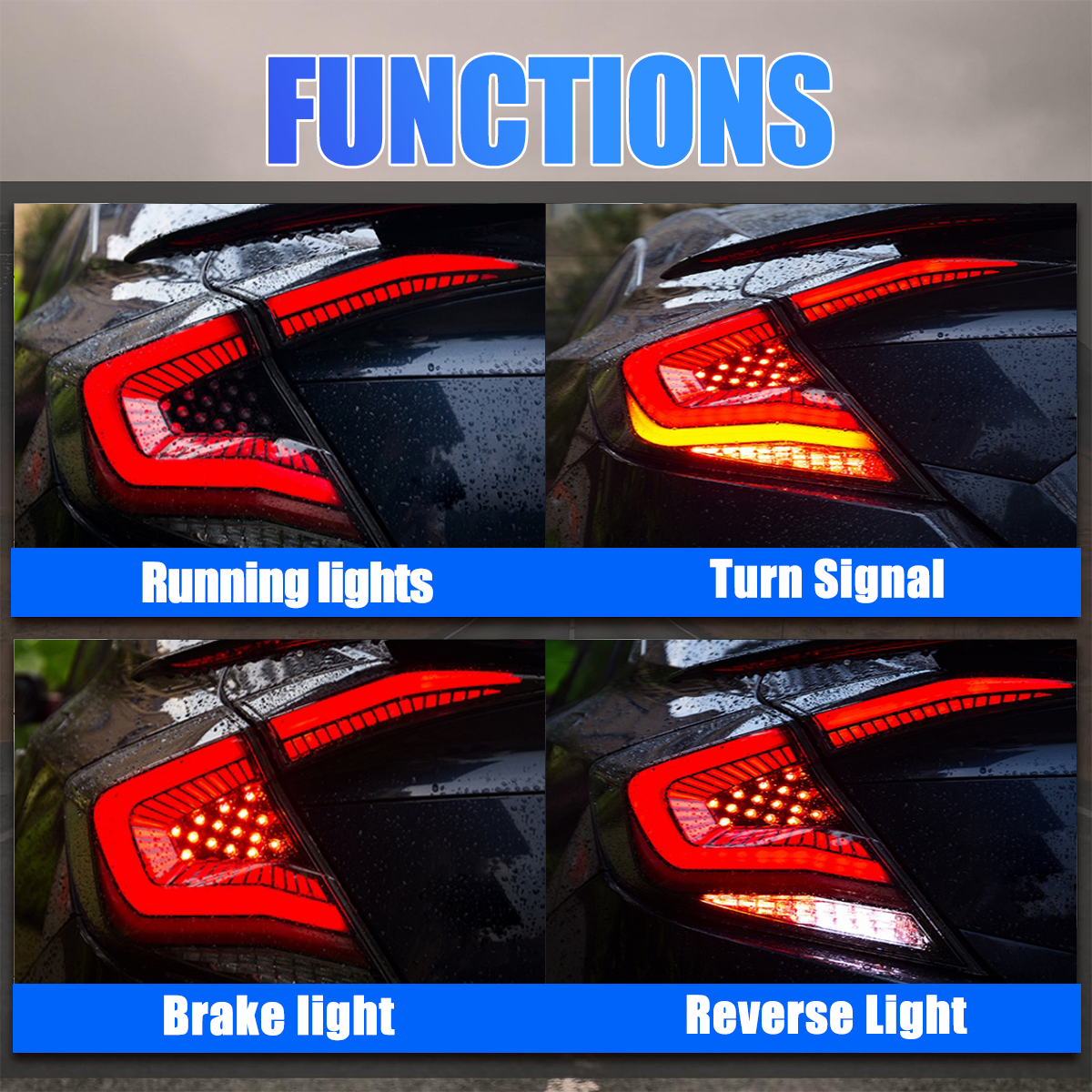 Honda Civic Sedan 2016-2021 Starry Sky Tail Lights - ClutchBlaze