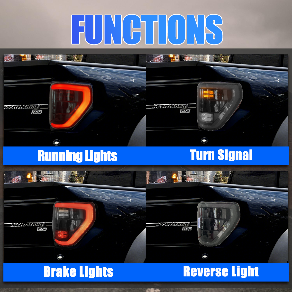 Ford F-150 2021-2025 Smoked Tail Lights - ClutchBlaze