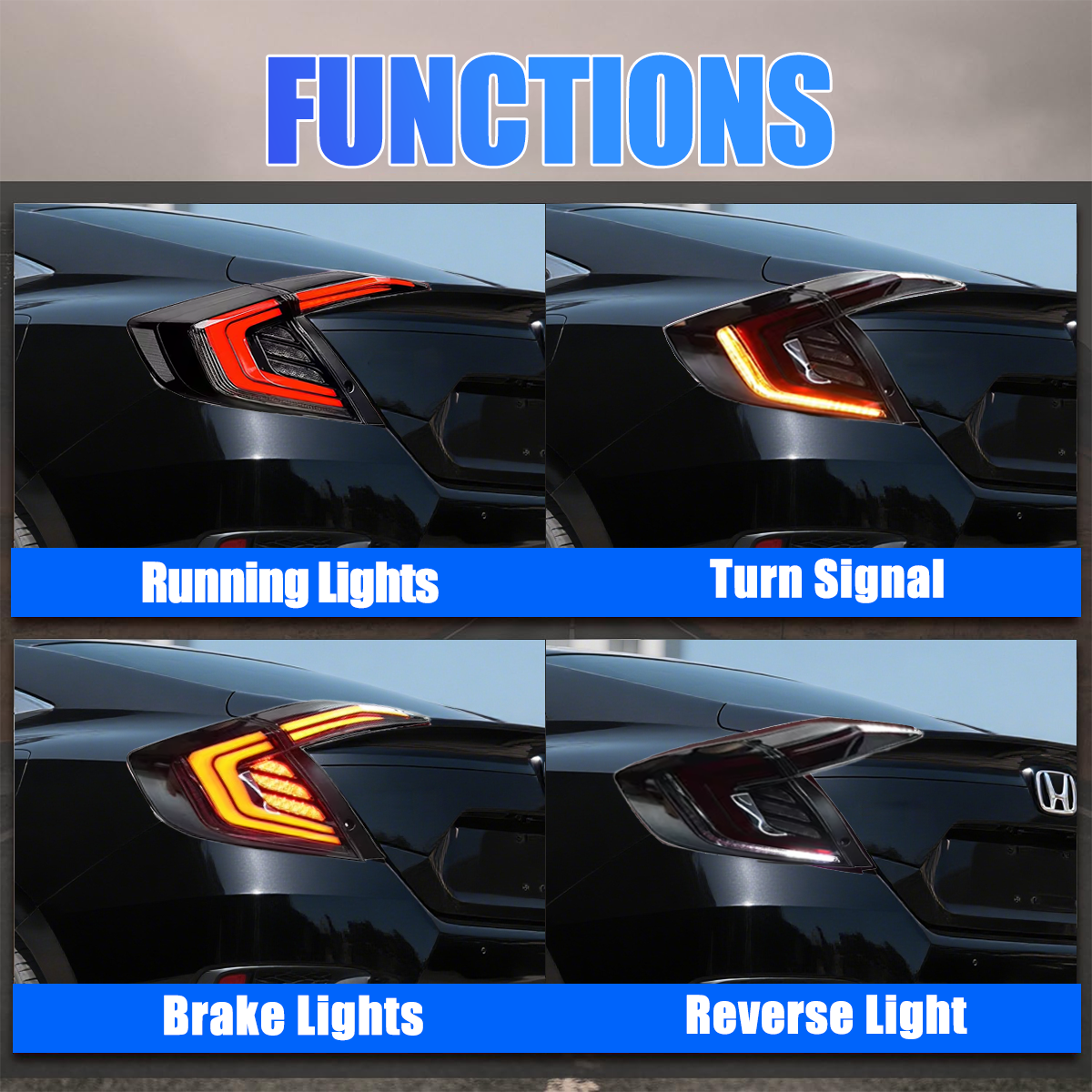 Honda Civic Sedan 2016-2021 Tail Lights - ClutchBlaze
