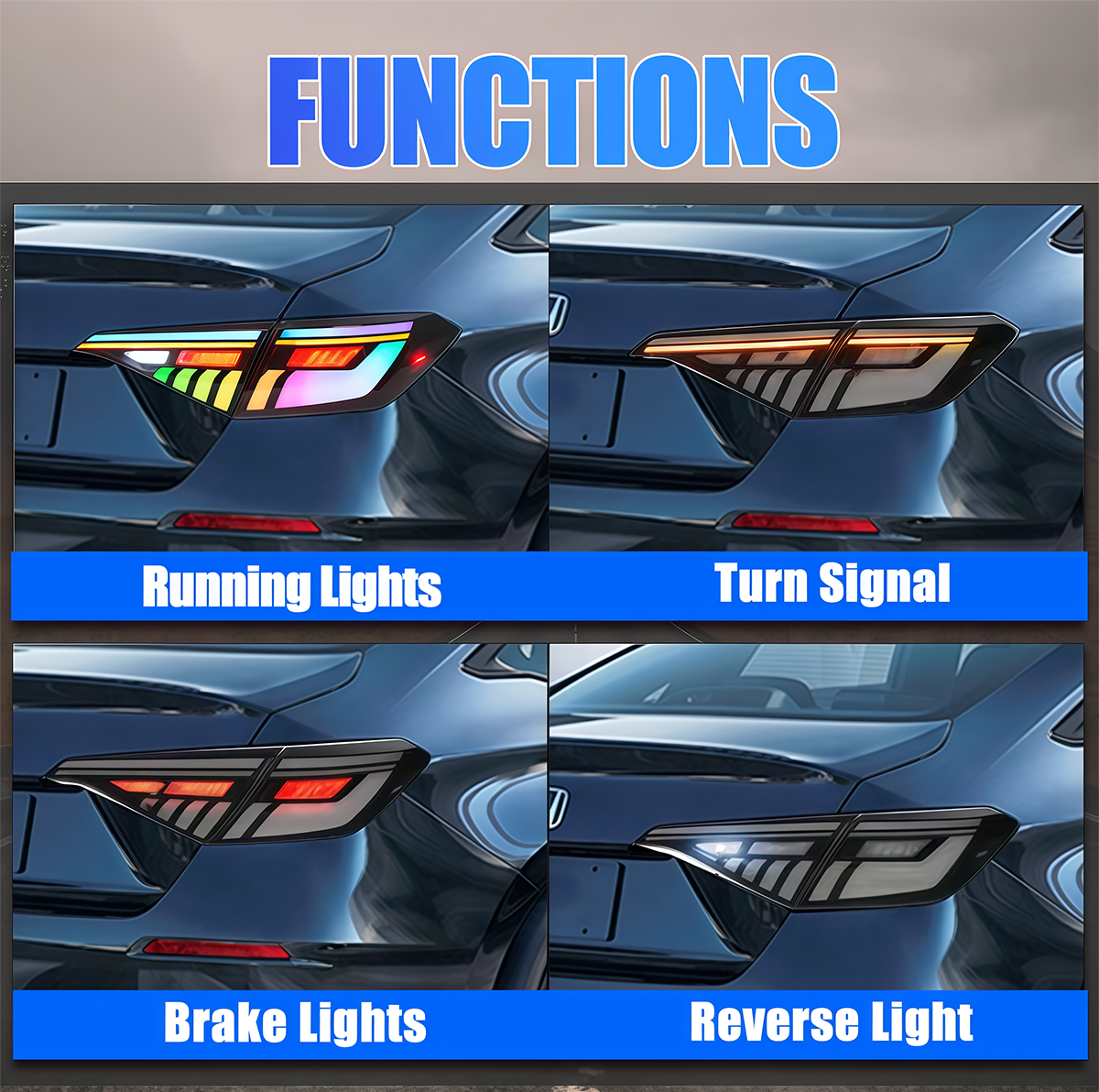 Honda Civic Sedan 2022-2026 RGB Tail Lights - ClutchBlaze