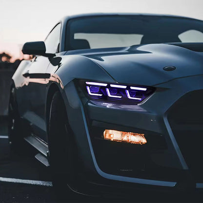 Ford Mustang RGB Headlights purple and white color effect
